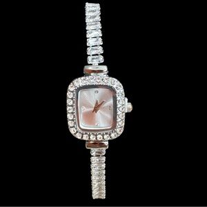 Elegant Silver Watch with Crystal Accents